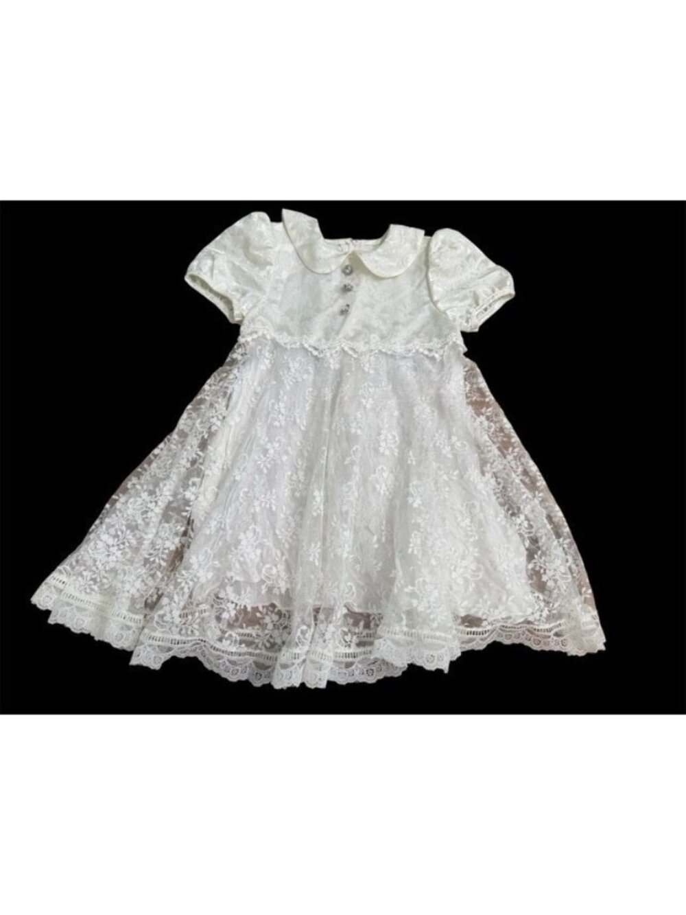 Gunne Sax Jessica McClintock Girls Lace Dress White Flower Girls 4 5 Collar EUC